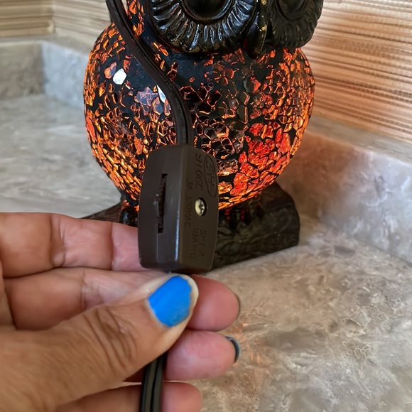 *SOLD*****Vintage Mosaic Crackle Glass Night Owl Table Nightstand Lamp - Picture 15 of 16